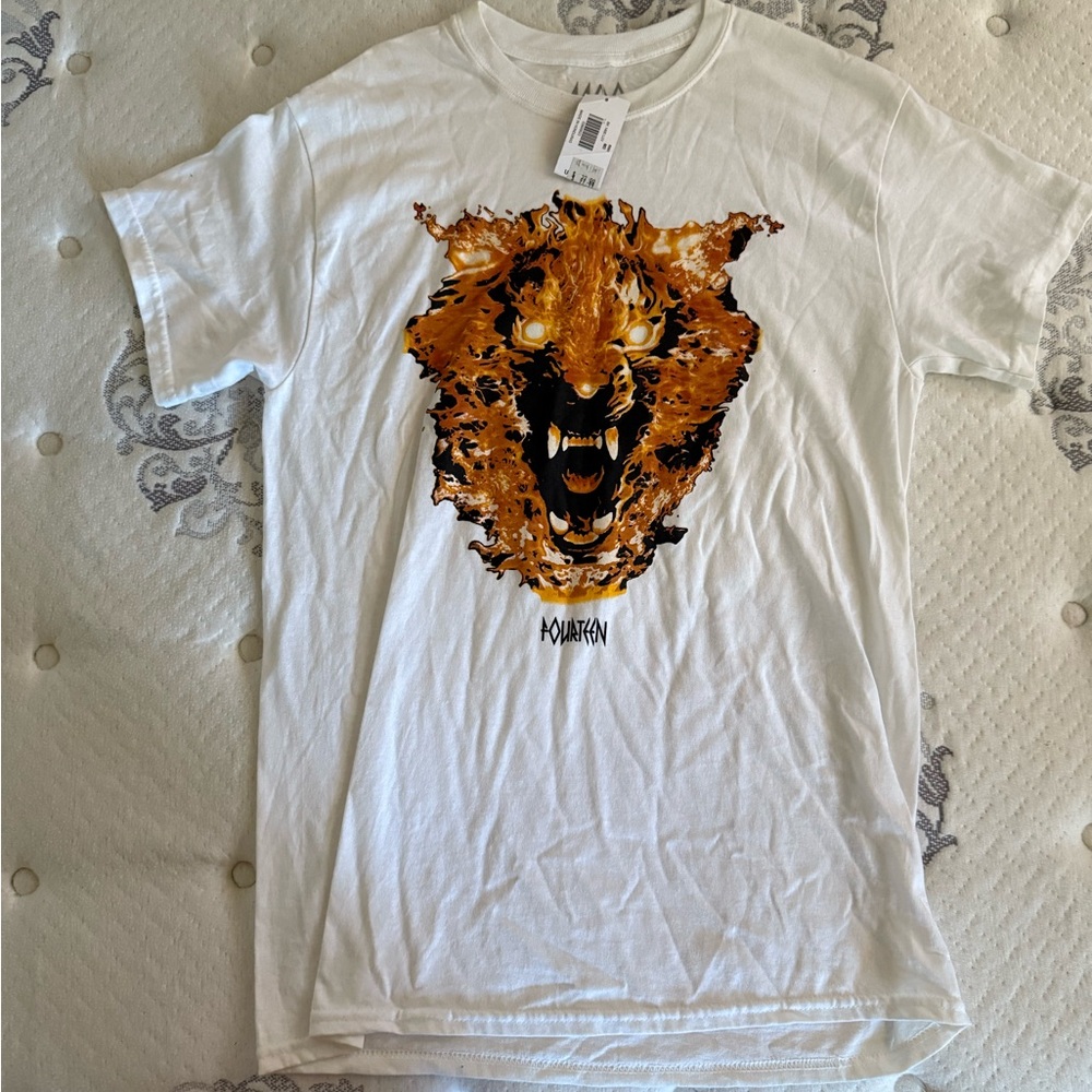 Garage White and Orange Lion Graphic Tee
